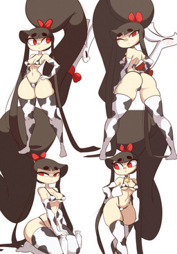 animal_print big_butt bikini bikini_thong biped breasts butt clothed clothing cow_print eyelashes female hucow kneeling legwear not_furry pupils red_eyes swimwear thick_thighs thigh_highs three-quarter_view two-piece_swimsuit wide_hips lucyfercomic nintendo pokemon gaghiel generation_3_pokemon mawile pokemon_(species) absurd_res hi_res