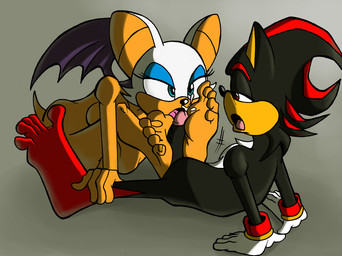 5_toes anthro duo feet female foot_fetish foot_play footjob genitals humanoid_feet male nude open_mouth penile penis plantigrade sex soles toes two-footed_footjob salmacisreptile sega sonic_the_hedgehog_(series) rouge_the_bat shadow_the_hedgehog bat eulipotyphlan hedgehog mammal