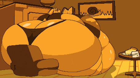 anthro belly belly_on_ground belly_overhang big_belly big_breasts big_butt black_clothing black_eyes black_panties black_robe black_underwear blinking book breasts brown_body brown_ears brown_horn brown_tail butt chair clothing eyewear female food furniture glasses grey_eyewear grey_glasses holidays horn huge_belly huge_breasts huge_butt huge_thighs hyper hyper_belly hyper_breasts hyper_butt hyper_thighs inside morbidly_obese morbidly_obese_anthro morbidly_obese_female obese obese_anthro obese_female on_chair overweight overweight_anthro overweight_female panties pastry picture_frame pie reading reading_book robe scut_tail short_tail sitting sitting_on_chair smile solo table tail thick_thighs underwear adansin mother's_day undertale_(series) toriel bovid caprine goat mammal 16:9 2026 2d_animation animated cel_shading colored digital_media_(artwork) hi_res loop pixel_(artwork) pixel_animation restricted_palette shaded widescreen