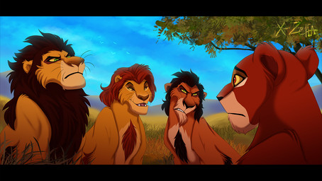 aged_down black_bars black_hair canon_couple day detailed_background feral grass green_eyes group hair male outside plant red_eyes sky yellow_sclera x-zelfa disney the_lion_king ahadi_(the_lion_king) mufasa scar_(the_lion_king) taka_(the_lion_king) uru_(the_lion_king) felid lion mammal pantherine 2015 digital_media_(artwork) brother_(lore) brothers_(lore) father_(lore) father_and_child_(lore) father_and_son_(lore) mother_(lore) mother_and_child_(lore) mother_and_father_(lore) mother_and_son_(lore) parent_(lore) parent_and_child_(lore) parent_and_son_(lore) sibling_(lore) son_(lore)