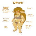 1:1 2023 body_hair bottomwear cheddar_(sirartwork) clothing dirty dirty_clothing english_text female goblin hair happy_trail hi_res humanoid humanoid_pointy_ears loincloth messy messy_hair not_furry overweight overweight_female overweight_humanoid profanity pubes red_sclera short_stack simple_background sirartwork solo text thick_thighs white_background