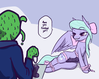 ambiguous_gender animal_genitalia animal_penis bedroom_eyes blue_hair bodily_fluids clothed clothing cutie_mark dialogue duo equine_genitalia equine_penis erection feathered_wings feathers feral genital_fluids genitals gynomorph hair half-closed_eyes intersex long_hair narrowed_eyes penis precum precum_puddle purple_body purple_feathers ribbons seductive simple_background smile sweat text wings pashoo friendship_is_magic hasbro my_little_pony mythology anon flitter_(mlp) equid equine mammal mythological_creature mythological_equine pegasus 2014 5:4 digital_media_(artwork) english_text