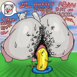 :3 anal anal_hair anthro aroused balls big_butt big_penis blush blush_lines bodily_fluids body_hair bottom_heavy butt butt_hair crouching cum cum_on_ground detailed_background dialogue dildo drinking drooling fast_sex game_background genital_fluids genitals glass glistening glistening_body glistening_butt glistening_dildo glistening_genitalia glistening_penis glistening_sex_toy hairy huge_butt huge_penis humanoid_genitalia humanoid_penis hyper hyper_butt insult leaking_cum leaking_precum male meow misspelling moan open_mouth penetration penis penis_size_difference plap plap_(sound) precum precum_on_ground pubes rear_view saliva sex sex_toy shortstack shortstack_male silly sky small_penis solo sound_effects speech_bubble sweat sweaty_butt tail text thick_thighs thinking_about_another wet_sounds white_body wide_hips yellow_body yellow_penis marpypawz sound_warning roblox stupid_sexy_roblox_cat_(marpypawz) classic_cat_(roblox) domestic_cat felid feline felis humanoid mammal robloxian 1:1 animated hi_res high_framerate huge_filesize loop short_playtime sound video