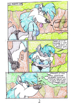 anthro blue_clothing blue_hair blue_shirt blue_topwear bottomwear clothing denim denim_bottomwear denim_clothing dialogue female fur grey_body grey_fur hair jeans outside pants shirt solo speech_bubble text topwear virus-20 wendy_wolf_(virus-20) canid canine canis mammal wolf 2007 comic traditional_media_(artwork)