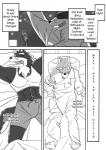 abs anthro biceps big_muscles black_and_white black_body black_fur book canid canine canis chest_tuft clothing comic cotton_(artist) domestic_dog english_text fur greyscale male mammal monochrome muscular muscular_male natsume_(tooboe_bookmark) nitobe text tooboe_bookmark tuft