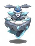 alien ambiguous_gender blue_eyes carbink cosmo_(artist) crossover crystal dragon_ball dragon_ball_z elemental_creature frieza frieza_race fusion gem gem_creature generation_6_pokemon looking_at_viewer mineral_fauna nintendo pokemon pokemon_(species) solo what