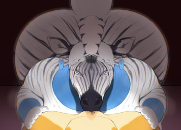 anthro big_butt butt duo ear_piercing faceless_character faceless_male fellatio female female_focus first_person_view huge_butt huge_hips larger_female male male/female male_pov narrowed_eyes oral penile piercing sex size_difference smaller_male solo_focus striped_body stripes wide_hips runewoof canid canine equid equine mammal zebra hi_res
