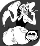 anthro big_butt bone butt dry_humping duo female male male/female skeleton wide_hips ninoeros snailbail22 deltarune undertale undertale_(series) sans_(undertale) undyne fish marine digital_media_(artwork)