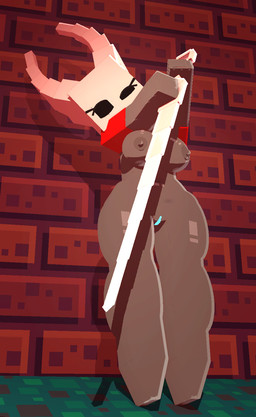 anthro areola black_areola black_body black_eyes blush bodily_fluids breasts clothing duo eyelashes female genitals holding_object holding_weapon nipples no_pupils non-mammal_breasts non-mammal_nipples pattern_background simple_background solo square_(anatomy) tears vulva weapon coresvoid hollow_knight_(franchise) microsoft minecraft mojang team_cherry xbox_game_studios hornet_(hollow_knight) arthropod insect 2023 3d_(artwork) digital_media_(artwork) hi_res mine-imator_(artwork)