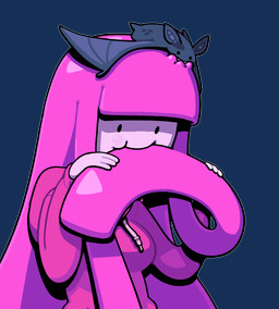 ambiguous_gender bangs bat_wings bite blunt_bangs clothing dot_eyes duo female feral food food_hair fur hoodie membrane_(anatomy) membranous_wings pink_pseudo_hair pseudo_hair simple_eyes tail toony topwear wings discount-supervillain adventure_time cartoon_network marceline_abadeer princess_bubblegum bat candy_people_(at) food_creature humanoid mammal half-length_portrait portrait