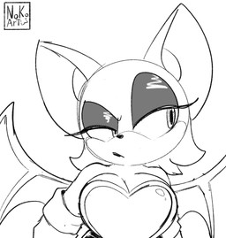 anthro bat_wings big_breasts breasts cleavage clothed clothing eyeshadow female makeup membrane_(anatomy) membranous_wings narrowed_eyes solo tight_clothing wings nokoart06 sega sonic_the_hedgehog_(series) rouge_the_bat bat mammal absurd_res hi_res sketch