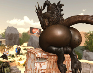 2_horns anthro balls big_balls big_butt billboard black_body black_claws black_clothing black_coat black_horn black_scales black_tail black_toe_claws black_topwear blue_bodysuit blue_clothing blue_skinsuit bodysuit bottomwear branded brown_body brown_scales brown_tail butt claws clothed clothing coat day female footwear genitals gesture grey_bottomwear grey_clothing grey_pants group hat headgear headwear horn huge_butt kneeling looking_at_another male male_focus multicolored_body multicolored_bodysuit multicolored_clothing multicolored_scales multicolored_skinsuit muscular muscular_anthro muscular_male outside pants post-apocalyptic rear_view sand scales shoes skinsuit tail thick_thighs three-quarter_view tight_clothing toe_claws topwear trio two_tone_body two_tone_bodysuit two_tone_clothing two_tone_scales two_tone_skinsuit two_tone_tail vault_suit waving waving_hand white_clothing white_hat white_headwear yellow_bodysuit yellow_clothing yellow_skinsuit willie_piv fallout microsoft enclaw_(willie_piv) deathclaw human mammal scalie 2025 3d_(artwork) digital_media_(artwork)