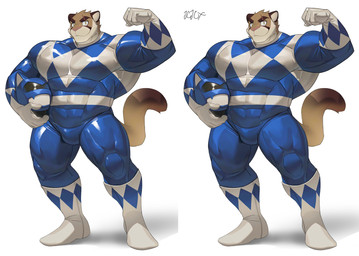 abs anthro armor barazoku biceps big_muscles blue_bodysuit blue_clothing blue_skinsuit bodysuit boots bulge clothed clothing flexing flexing_bicep footwear fur gloves handwear headgear helmet holding_object looking_at_viewer male muscular muscular_anthro muscular_male pecs pose shoes simple_background skinsuit smile solo spandex superhero superhero_costume tail tan_body tan_fur thick_thighs tight_clothing white_background white_clothing white_gloves white_handwear cxcxxcxxxx mighty_morphin_power_rangers power_rangers super_sentai blue_ranger ricius_teck cougar felid feline mammal absurd_res digital_media_(artwork) hi_res shaded signature