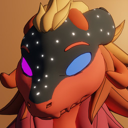 ambiguous_gender anthro brown_background gradient_background heterochromia horn simple_background solo stylized skittally blender_eevee orchid_(skittally) wickerbeast 1:1 3d_(artwork) blender_(artwork) digital_media_(artwork) hi_res icon