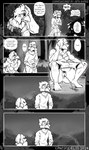 anthro bodily_fluids bra clothing eyewear feet female genital_fluids glasses male male/female pants_around_knees peeing pubes underwear urine watersports wearing_glasses canisfidelis avian bird corvid corvus_(genus) crow oscine passerine greyscale hi_res monochrome