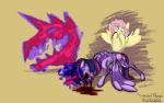 2015 absurd_res blood bodily_fluids cutie_mark digital_media_(artwork) duo emaciated equid equine feathered_wings feathers female fluttershy_(mlp) flyingram friendship_is_magic hair hasbro hi_res horse long_hair magic mammal my_little_pony pony simple_background twilight_sparkle_(mlp) wings