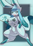6_breasts absurd_res anthro blue_body breasts bronyant clothed clothing eeveelution female generation_4_pokemon glaceon hi_res multi_breast nintendo pokemon pokemon_(species) solo