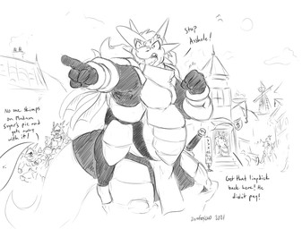 4_fingers angry anthro anthro_focus armor bodily_fluids bottomwear bulge clothing cloud dialogue fingers fist front_view gesture group hair hand_gesture horn loincloth male male_focus open_mouth outside pointing profanity simple_background solo_focus standing sweat sweatdrop text white_background windmill zerofox1000 mythology tomei_(zerofox1000) dragon mythological_creature mythological_scalie scalie 2021 english_text greyscale monochrome sketch