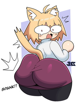 big_butt biped blonde_hair bottomwear butt clothed clothing female hair huge_butt looking_back miniskirt onomatopoeia open_mouth shirt skirt solo sound_effects text topwear jutsapostion tsukihime type-moon neco-arc animal_humanoid cat_humanoid felid felid_humanoid feline feline_humanoid humanoid mammal mammal_humanoid absurd_res hi_res