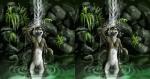 anthro breasts canid canine canis detailed_background female genitals hi_res mammal nature nerevar nude outside pussy side_by_side_stereogram solo stereogram wall_eye_stereogram water waterfall wolf