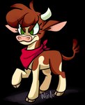 bovid_horn brown_body brown_fur brown_hair brown_tail cloven_hooves female feral fur green_eyes hair hooves horn kerchief neckerchief neckwear no_pupils raised_hoof red_kerchief red_neckerchief simple_background solo tail transparent_background wiirdo them's_fightin'_herds arizona_cow_(tfh) bovid bovine cattle hereford_cattle mammal 2017 alpha_channel digital_drawing_(artwork) digital_media_(artwork) full-length_portrait portrait signature