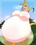 anthro belly big_belly big_breasts bodily_fluids breasts female huge_belly huge_breasts hyper hyper_belly hyper_breasts hyper_pregnancy looking_at_viewer pregnant pregnant_anthro pregnant_female solo text thick_thighs wide_hips zegorav nintendo pokemon generation_5_pokemon pokemon_(species) reptile scalie serperior snake 2025 4:5 absurd_res artist_name colored digital_media_(artwork) english_text hi_res shaded