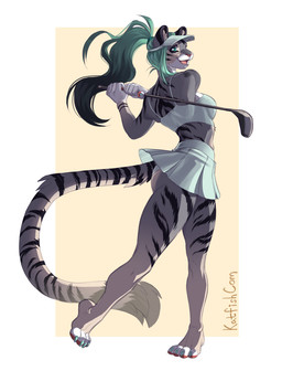 anthro biped bottomwear breasts butt clothed clothed_anthro clothed_female clothing countershade_torso countershading feet female fingers fully_clothed fully_clothed_anthro fully_clothed_female fur hair hat headgear headwear markings open_mouth open_smile panties side_view simple_background skirt smile solo standing striped_body striped_fur striped_markings striped_tail stripes tail tail_markings toes topwear underwear katfishcom domestic_cat felid feline felis mammal 2026 digital_drawing_(artwork) digital_media_(artwork) hi_res