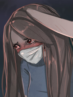 anthro blush bodily_fluids claw_marks clothed clothing crying female floppy_ears fur grey_hair hair kidnapping long_ears long_hair lop_ears mask red_eyes scared scratches solo tears white_body white_fur yourumi mieri_(yourumi) lagomorph leporid mammal rabbit 3:4 hi_res