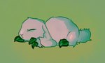 claws eyes_closed feral fur glistening glistening_claws green_claws long_ears paws quadruped simple_background sleeping solo tail white_body white_fur eepy_donkey lagomorph leporid mammal rabbit