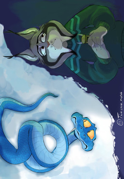 anthro blue_body blue_scales bodily_fluids clothing duo feral fur green_clothing green_sweater green_topwear grey_body grey_fur male paws pointy_ears scales sideways snow sweater tears tears_of_pain tears_of_sadness topwear venom venom_injector yellow_eyes tlacua_nose disney zootopia gary_de'snake pawbert_lynxley canada_lynx felid feline lynx mammal pit_viper reptile scalie snake viper hi_res