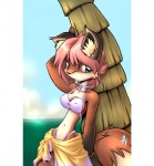 anthro bikini clothed clothing ear_piercing female piercing skimpy skinny solo swimwear tail two-piece_swimsuit drybone canid canine fox mammal