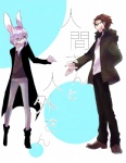 2016 ambiguous_gender anthro duo eyewear glasses human japanese_text lagomorph leporid male mammal rabbit text ukisudori yaehara_makoto yura_kousuke