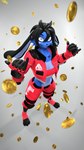 anthro blue_body blue_fur branded_clothing coin falling_money female forearms fur grey_eyes money money_rain scaled_forearms scaled_legs scales simple_background solo white_background conditional_dnp domibun the_finals domi_(domibun) lagomorph leporid mammal rabbit 3d_(artwork) absurd_res digital_media_(artwork) hi_res source_filmmaker_(artwork)