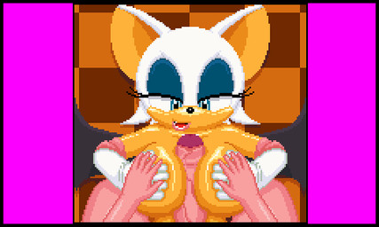 anthro bodily_fluids breast_play breasts brown_background checkered checkered_background clothed clothing cum cum_on_face cumshot ejaculation eyelashes eyeshadow female female_anthro female_on_human first_person_view foreskin genital_fluids genitals glans gloves hand_on_hand hand_on_own_breast handwear human_on_anthro human_pov interspecies long_eyelashes looking_at_genitalia looking_at_penis lying makeup male male/female male_human male_pov on_back orgasm pattern_background penis retracted_foreskin retracting_foreskin sex simple_background thrusting titfuck tongue topless vein veiny_penis wings francyszz3 sega sonic_the_hedgehog_(series) rouge_the_bat bat human mammal 5:3 animated digital_media_(artwork) low_res pillarbox pixel_(artwork) pixel_animation