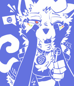 anthro bell bell_collar biped blue_eyes blush breasts candy cheek_tuft chest_tuft claws clothing collar cute_fangs dessert ear_twitch eyelashes eyes_closed facial_tuft fangs female first_person_view fluffy food front_view fur half-closed_eyes hip_tuft holding_candy holding_food holding_lollipop holding_object inner_ear_fluff leaning leaning_forward lollipop looking_pleasured narrowed_eyes neck_tuft offscreen_character petting_face pupils raised_tail red_pupils rubbing_cheek simple_background sleeves smile smiling_at_viewer solo speech_bubble strapless_clothing strapless_topwear tail teeth tongue tongue_out topwear tuft white_body white_fur wide_hips fc5 discord_(app) nerd_emoji_(meme) clyde_(discord) domestic_cat felid feline felis mammal 2025 2d_animation absurd_res animated hi_res loop signature