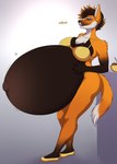 anthro belly big_belly bottomless bra bra_only clothed clothing female huge_belly hyper hyper_pregnancy pregnant pregnant_anthro pregnant_female solo underwear underwear_only ajna canid canine mammal maned_wolf 2025 hi_res