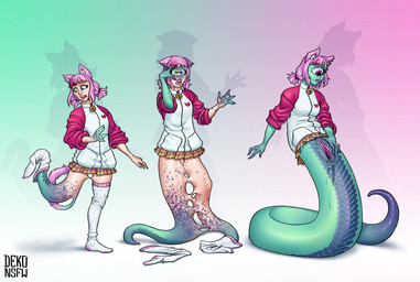 1_eye 3_fingers 5_fingers absolute_territory apode base_one_layout basic_sequence bell bell_collar bodily_fluids bottomless breasts clothed clothing collar female fingers fused_eyes fused_fingers fused_legs genital_fluids genitals green_body green_skin hair legless limbs_merging linear_sequence on_one_leg one_row_layout open_mouth pink_eyes pink_hair serpentine simple_background solo species_transformation split_form standing surprised three_frame_image three_frame_sequence transformation transformation_sequence vaginal_fluids vulva dekotf final_fantasy final_fantasy_xiv square_enix tayelle_ebonclaw alien animal_humanoid cat_humanoid draconcopode felid felid_humanoid feline feline_humanoid humanoid hybrid lamia mammal mammal_humanoid miqo'te reptile scalie snake 2019 sequence