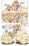 after_vore anthro belly big_belly burping female female_pred group huge_belly male male_prey overweight same_size_vore simple_background text vore white_background young killboo sega sonic_the_hedgehog_(series) cream_the_rabbit vanilla_the_rabbit lagomorph leporid mammal rabbit 2024 hi_res