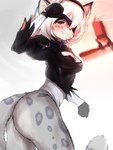 anthro bottomless breasts butt clothed clothing cosplay fangs female solo teeth lilkon guild_wars nier_automata platinumgames furmessiah_(character) charr felid mammal absurd_res hi_res meme