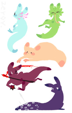 :3 ambiguous_gender big_tail biped black_eyes blue_body blue_ears blue_fur blue_tail blush blush_stickers cheek_tuft dipstick_ears dipstick_tail dot_eyes ear_markings eye_scar facial_scar facial_tuft feral fur gloves_(marking) green_body green_ears green_fur group head_tuft holding_melee_weapon holding_object holding_polearm holding_spear holding_weapon leg_markings long_tail long_tongue lying markings melee_weapon multicolored_body multicolored_ears multicolored_fur multicolored_tail on_front one_eye_closed pink_body pink_ears pink_fur pink_tail pink_tail_tip polearm purple_body purple_ears purple_fur purple_tail red_body red_ears red_fur red_tail running scar semi-anthro side_view simple_background simple_eyes sitting socks_(marking) spear spiked_tail spikes spikes_(anatomy) spots spotted_markings spotted_tail standing tail tail_markings tan_body tan_ears tan_fur tan_tail thick_tail tongue tongue_out tuft two_tone_body two_tone_ears two_tone_fur two_tone_tail uwu weapon white_background white_eyes white_spots zerov rain_world videocult artificer_(rain_world) gourmand_(rain_world) rivulet_(rain_world) saint_(rain_world) spearmaster_(rain_world) hybrid mammal slugcat 2022 9:14 colored digital_media_(artwork) full-length_portrait hi_res portrait signature