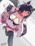 black_hair blue_eyes bodily_fluids breasts cleavage clothed clothing dress female hair legwear running solo sweat thigh_highs boris_noborhys cygames uma_musume_pretty_derby eishin_flash_(pretty_derby) animal_humanoid equid equid_humanoid equine equine_humanoid horse_humanoid humanoid mammal mammal_humanoid 2021 3:4 hi_res