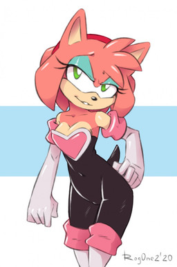 5_fingers accessory alternate_costume anthro anthrofied armwear bare_shoulders bedroom_eyes biped black_clothing black_nose blue_eyeshadow breasts cleavage clothed clothed_anthro clothed_female clothing conjoined_eyes cosplay elbow_gloves eyelashes eyeshadow female female_anthro fingers fully_clothed fully_clothed_anthro gloves green_eyes hair hair_accessory hairband handwear looking_at_viewer makeup narrowed_eyes pattern_background pink_hair quill_hair red_hairband seductive short_tail simple_background small_nose smile smiling_at_viewer solo standing striped_background tail text unitard white_armwear white_clothing white_elbow_gloves white_gloves white_handwear rogone2 sega sonic_the_hedgehog_(series) amy_rose rouge_the_bat eulipotyphlan hedgehog mammal 2020 artist_name digital_media_(artwork) hi_res portrait three-quarter_portrait