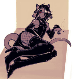 anthro boots butt cigarette clothed clothing crossdressing femboy fishnet_clothing fishnet_legwear footwear freckles hair hair_over_eye high_heeled_boots high_heels legwear lying male on_side one_eye_obstructed shoes sleeveless_shirt solo thigh_boots thigh_highs dondon don_(dondon) bovid caprine demon goat humanoid mammal 2023