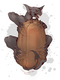 ambiguous_gender anthro blood bodily_fluids claws fangs feet food fruit holidays nude open_mouth paws plant pumpkin red_eyes simple_background solo tail teeth toe_claws toes tongue kredri halloween bat mammal vampire hi_res