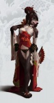 accessory anthro biped clothed clothing detailed_background dress female hair_accessory hand_fan kanzashi panties skimpy solo standing underwear veramundis aurora_grayfur canid canine canis mammal wolf