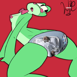 anthro arched_back bow_tie breasts butt clothed clothing female panties panties_only presenting presenting_hindquarters solo topless underwear underwear_only unusual_clothing warprat glitch_productions the_amazing_digital_circus ribbit_(tadc) amphibian frog 1:1 hi_res