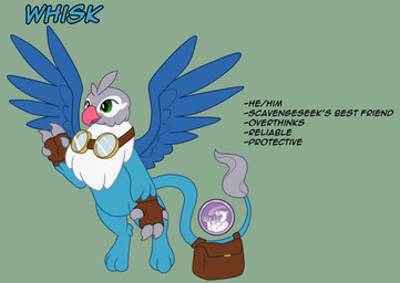 accessory bag clothing concept eyewear fingerless_gloves furgonomics gloves goggles handwear male solo tail tail_accessory tail_bag text wings hyperchibiabsol hasbro my_little_pony mythology fan_character avian gryphon mythological_avian mythological_creature english_text hi_res