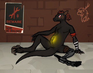 4_fingers 4_toes abdominal_bulge abdominal_scar animal_genitalia anthro arm_wrapping arm_wraps brick_wall brown_body brown_scales claws cloaca cybernetic_leg cybernetic_limb detailed_background digitigrade facial_markings facial_scar fake_pregnancy feather_hair feathers feet female fingers flat_chested genitals glowing glowing_belly hand_on_knee hand_on_leg head_markings horizontal_cloaca kerchief looking_at_viewer markings navel nude nude_female outie_navel poster propaganda_poster prosthetic prosthetic_leg prosthetic_limb pseudo_hair red_body red_eyes red_feather_hair red_feathers red_kerchief scales scar screencap screencap_background sickle_claw sitting sitting_on_ground smile smirk solo spoiler spoiler_alert spread_legs spreading stone_floor surgical_suture toe_claws toes wall_(structure) white_sclera wraps haribunawa project_silverfish mamma_roach_(project_silverfish) inheritor lizard reptile scalie 2025 hi_res signature