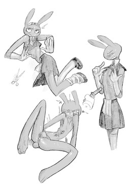 anthro armwear bodily_fluids bottomwear bruised bulge clothing crying cutting_clothing elbow_gloves electrocution electroshock_weapon footwear gloves handwear knee_highs knee_socks legwear long_torso maid_uniform male peril ryona skirt socks solo solo_focus taser tears undressing uniform weapon bbgg_(artist) glitch_productions the_amazing_digital_circus jax_(tadc) lagomorph leporid mammal rabbit hi_res monochrome