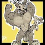 abs animal_genitalia animal_penis anthro antlers balls band-aid bandage big_balls big_muscles black_border black_sclera bone bone_tail border claws fangs flexing flexing_bicep flexing_both_biceps flexing_muscles fur genitals grey_body grey_chest grey_fur heart_symbol horn huge_muscles male muscular muscular_anthro muscular_male nipples open_mouth pecs penis shapeshift skull skull_head slime solo teeth thick_penis vein veiny_muscles yellow_eyes athan_the_monster american_mythology indigenous_north_american_mythology mythology north_american_mythology athan_(athan_the_monster) bob_(athan_the_monster) goo_creature mammal monster wendigo shape_shifter 1:1 hi_res